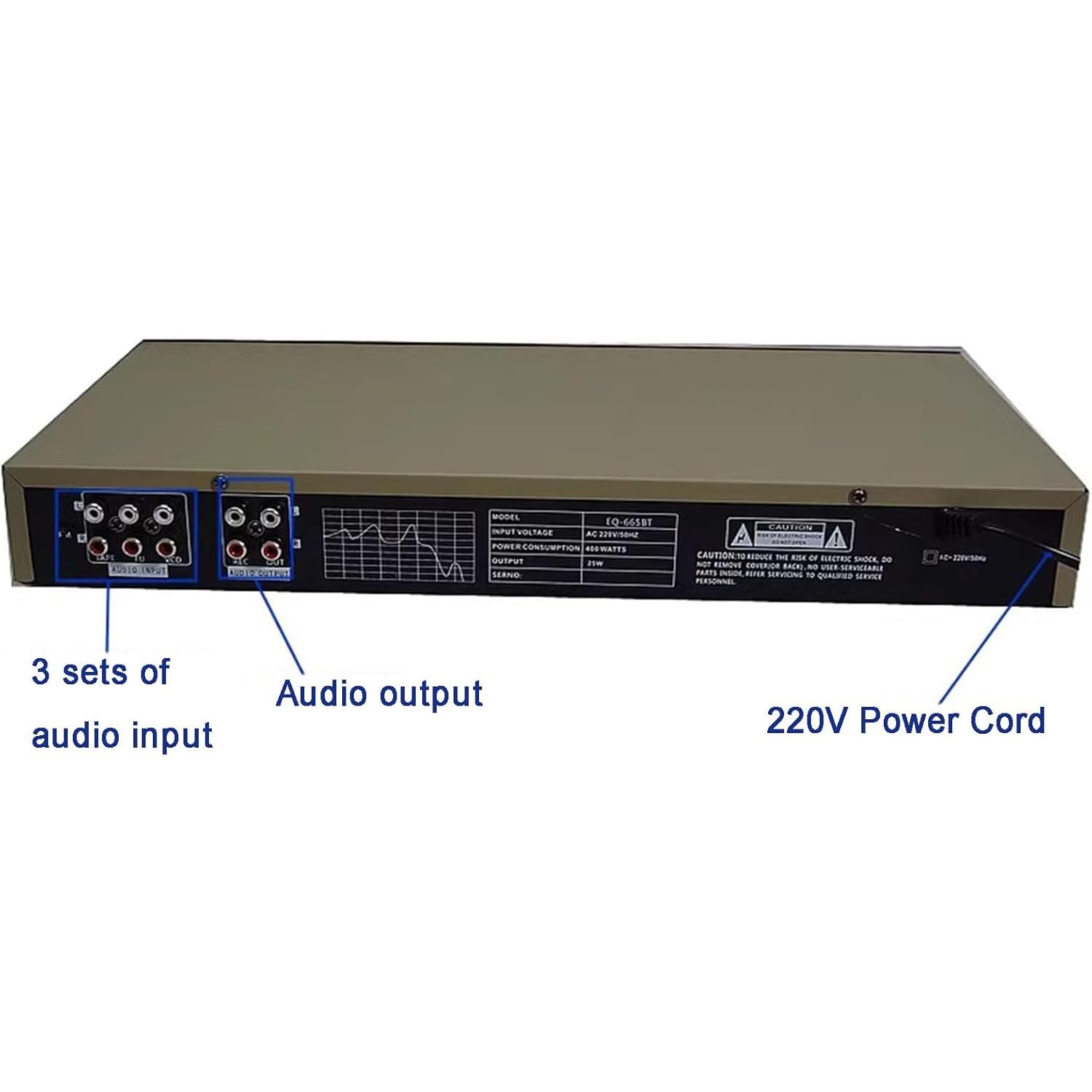 Ecualizador de audio digital de 20 bandas con control remoto, conectividad Bluetooth/USB, pantalla de espectro LED para grabación de estudio y mejora de sonido en vivo