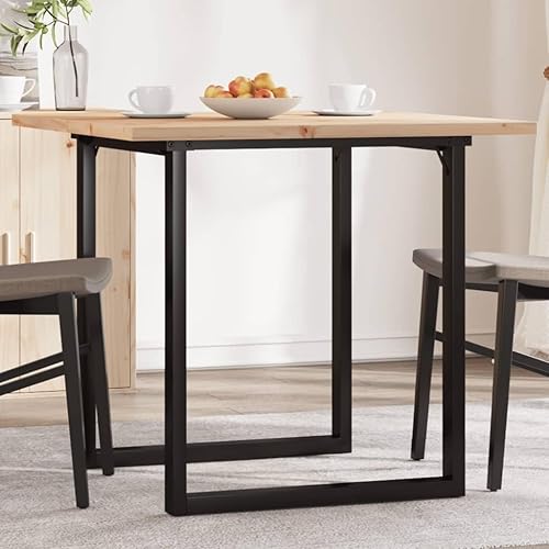 31.5 Inch Square Solid Wood Pine Dining Table with Steel O-Frame Base, Compact Farmhouse Kitchen Table for Small Spaces Dining Room and Breakfast