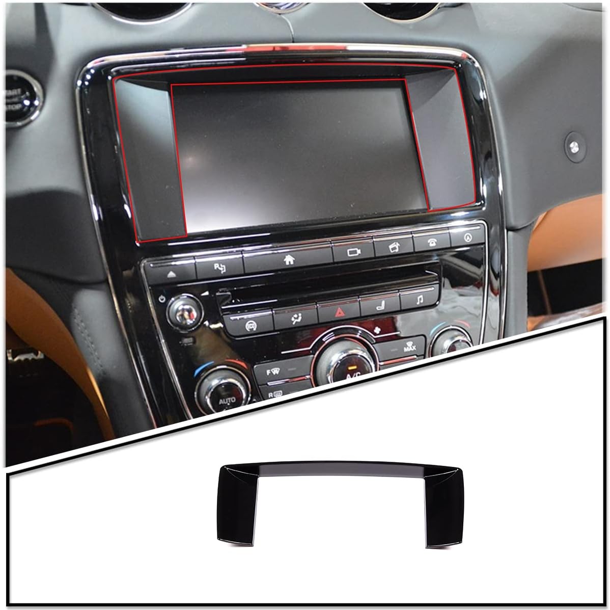 TINKI Car Center Console Navigation Screen Frame Cover Trim Compatible for Jaguar XJ 2010 2011 2012 2013 2014 2015 2016 Interior Accessories (ABS Plastic, Glossy Black)