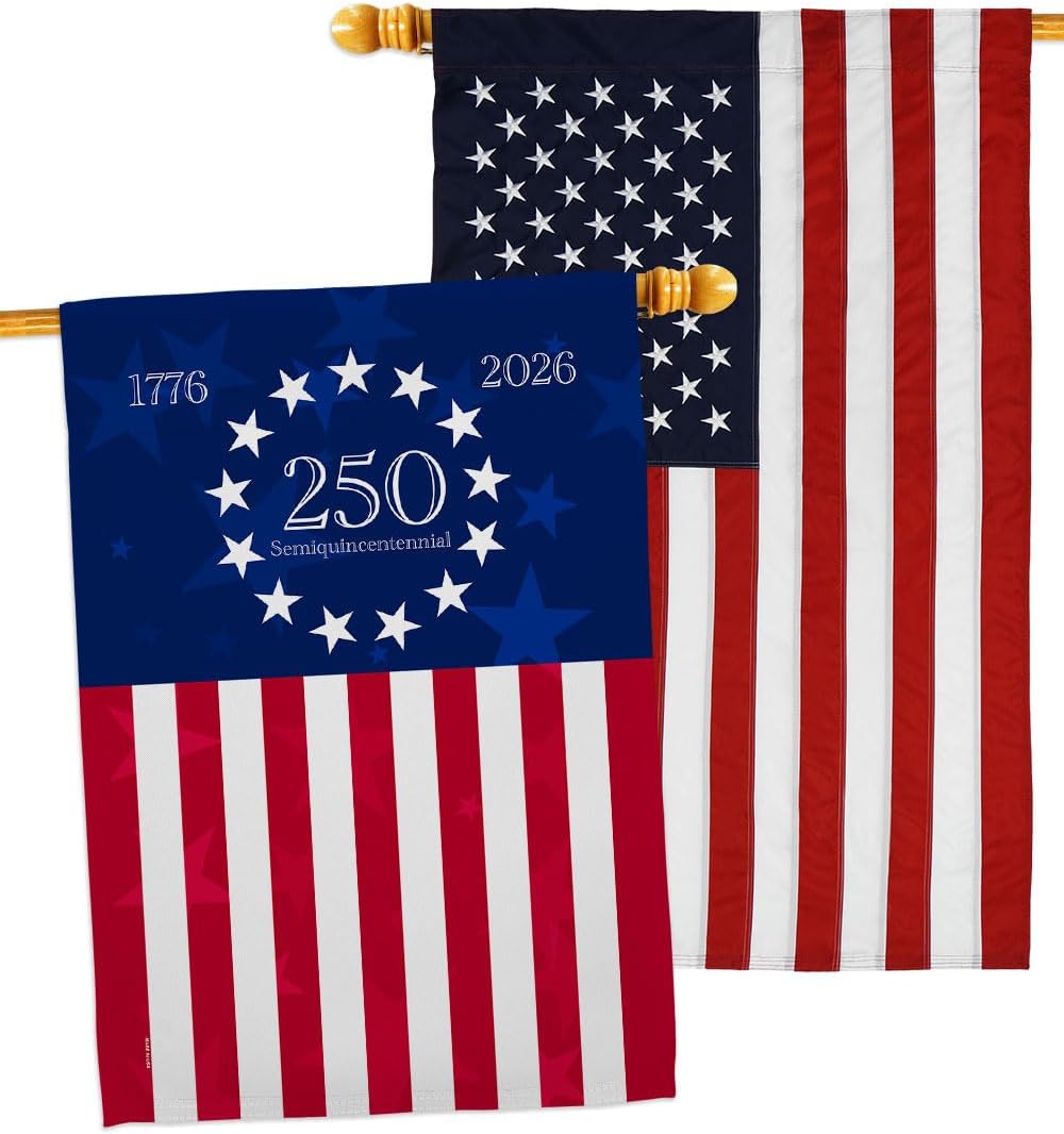 USA 250 Semiquincentennial Betsy Ross Flag Embroidered American Flags for Outside Wall Decor America 250 Merchandise Independence Day Decorations 250th Anniversary Banner Patriotic July 4th Gifts