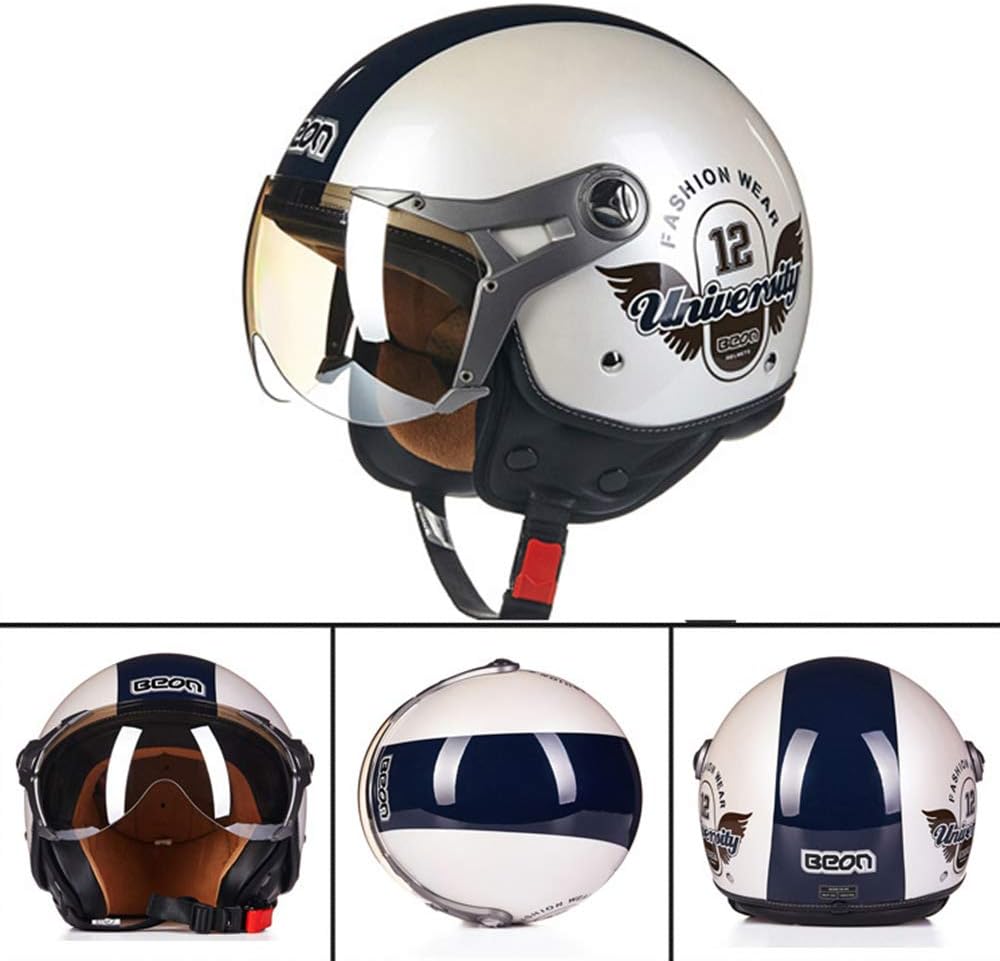 QMHG Motorcycle Helmet Beon Half Helmets Drop-Proof Crash Lining Detachable Suitable for Bicycle Moto Ski Skateboard Motorbike Youth Adult Boy Girl Women Men Kids Children's,L