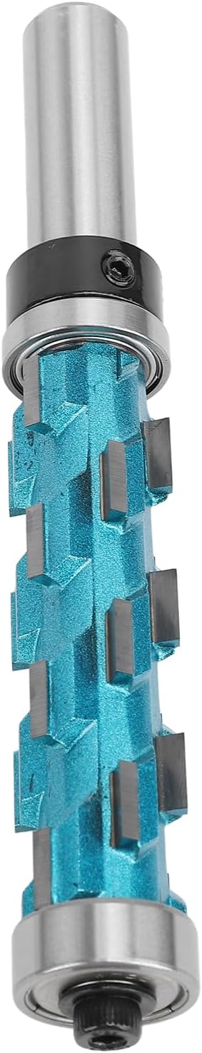 Spiral Flush Trim Router Bit, 1/2 Inch Shank Double Bearing Spiral Router Bit with 3/4 Inch Cutting Diameter, 2‑9/16 Inch Cutting Length, Up Cut Spiral Router Bit for Wood Trimming