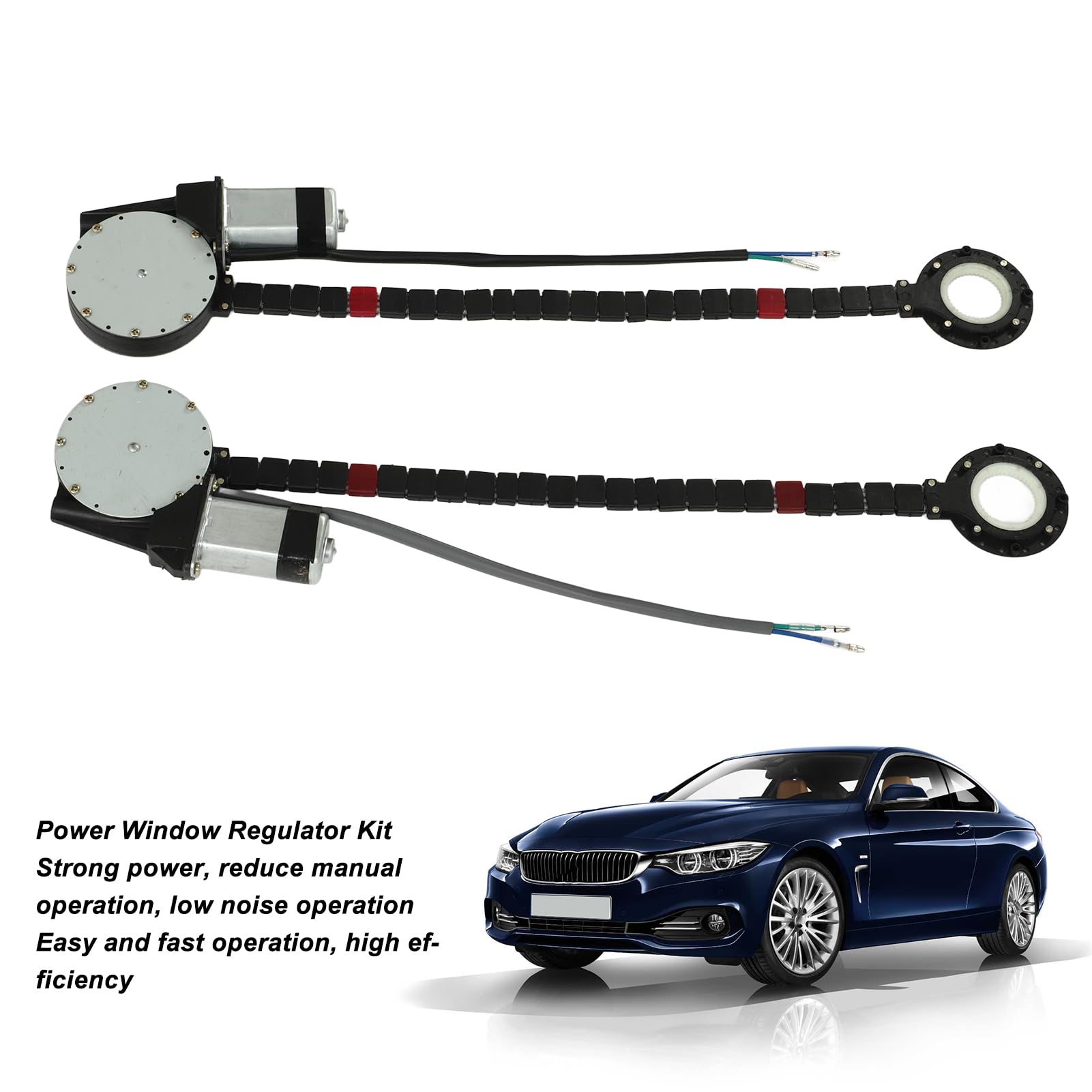 Drfeify Zestaw Regulatora Podnośnika Szyb Zestaw do Konwersji Podnośnika Szyb ze Stopu Aluminium ABS Wysoki Moment Obrotowy 12 V, Szybki, Niski Poziom Hałasu dla 2-drzwiowych Pickupów, Samochodów