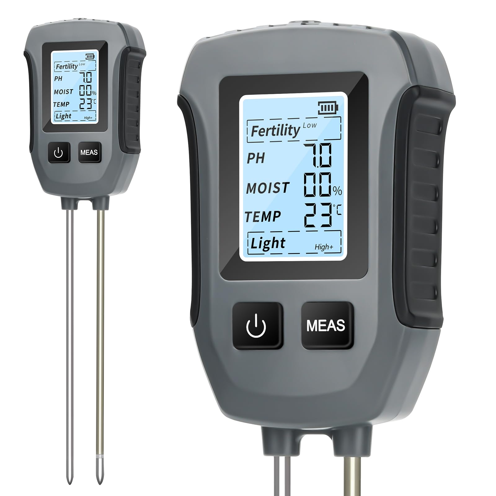 Heemol Misuratore di PH 5 in 1, Tester Multifunzione per fertilità, PH, umidità, Temperatura, Luce, misuratore di Terreno ad Alta precisione per Giardini, Piante e Piante d'appartamento