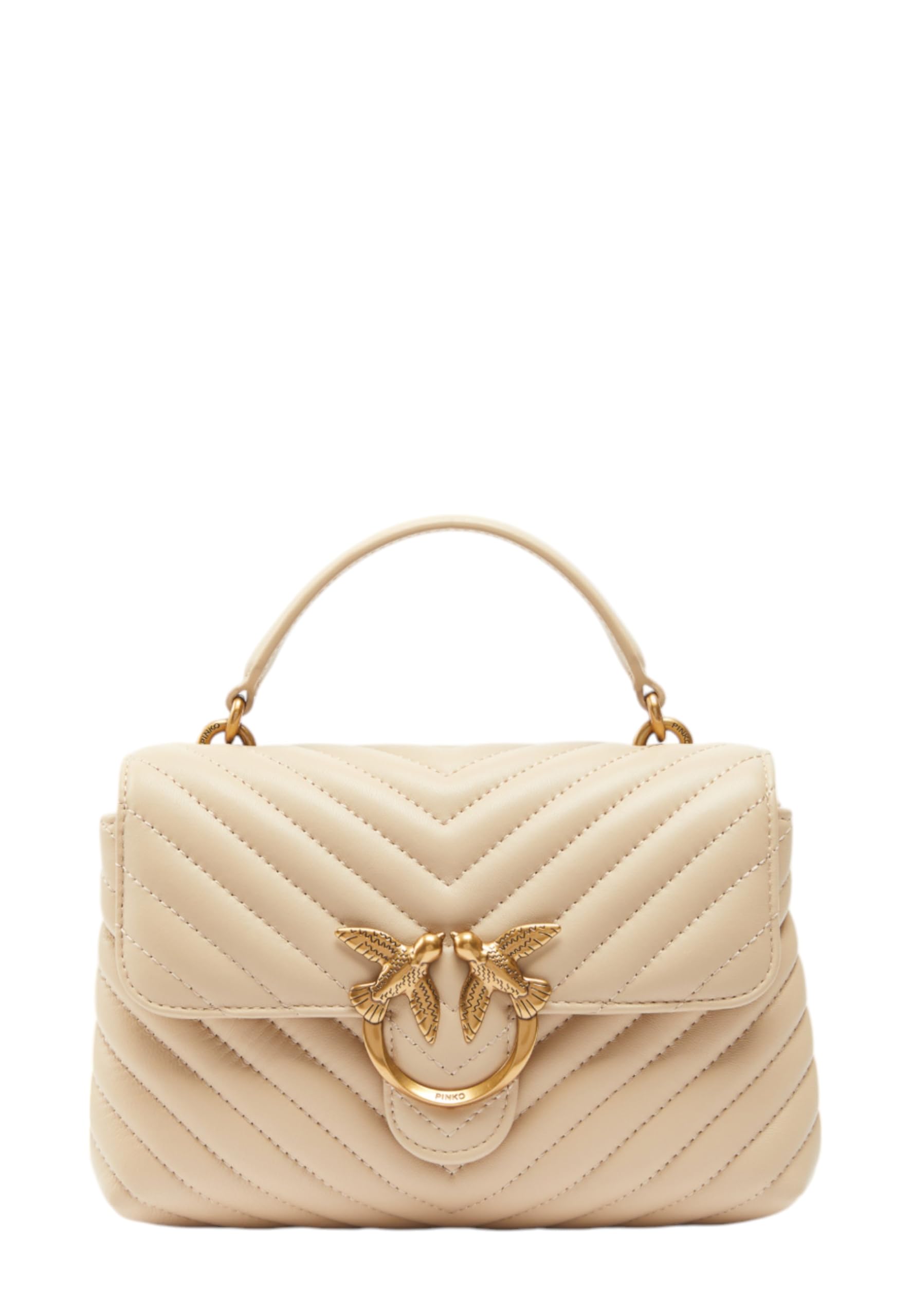 Pinko Donna Borsa A Mano 100044A0GK Pelle Beige Taglia Unica.