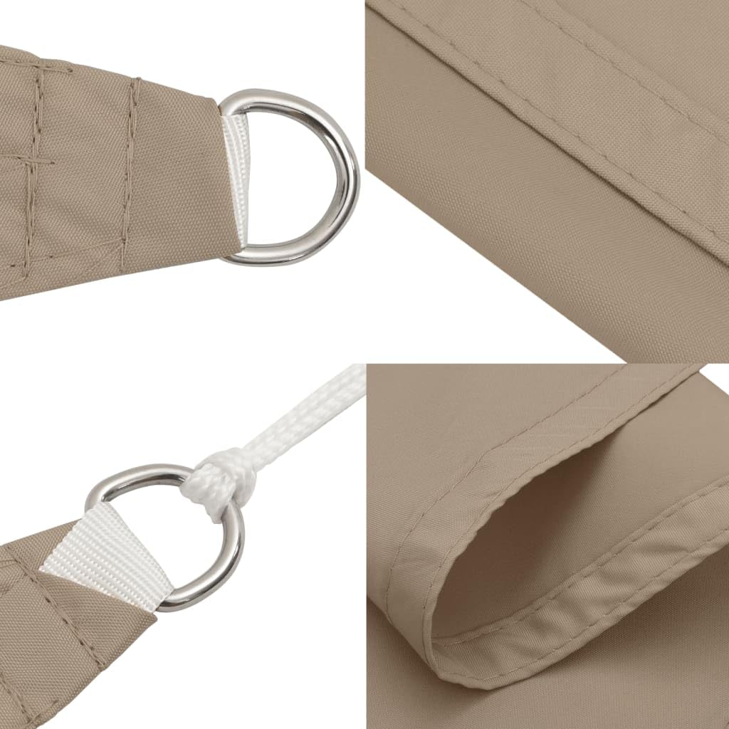 Voile d'ombrage triangulaire - 5 x 5 x 5 m - Taupe - Tissu Oxford avec revêtement en polyuréthane - Protection UV et imperméable - Pour jardin, terrasse et balcon