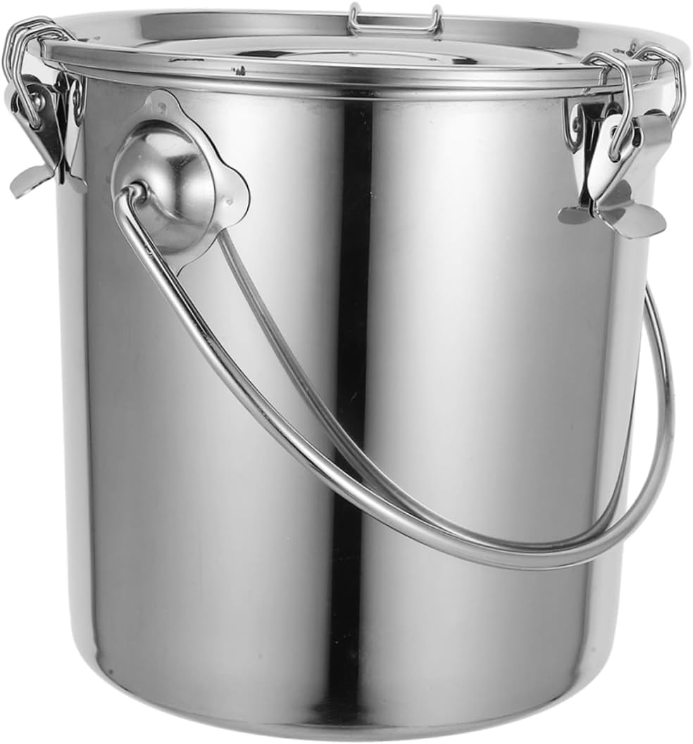 Stainless Steel Sealed Bucket with Handle Portable Airtight Oil and Milk Storage Jug Food-Grade Container for Camping and Transportation