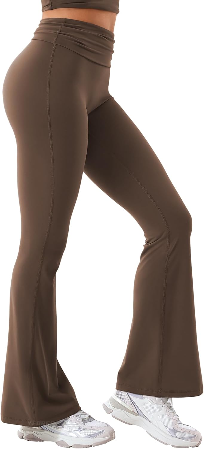 YEOREO Romola Women Yoga Pants Flare Leggings with Tummy Control High Waist Fold Over Bootcut Wide Legs Workout Legging - Image 3