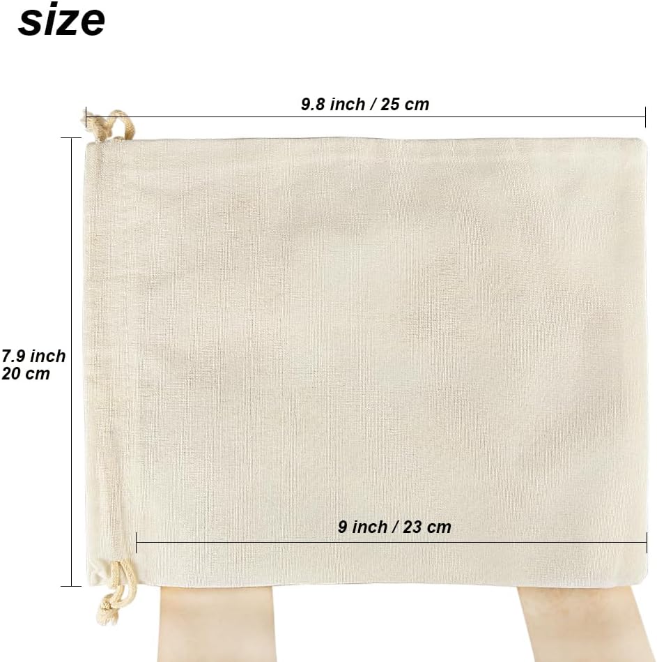 HRX Package 20pcs Muslin Bags 8x10 inches, Cotton Drawstring Bag Fabric Gift Pouches Sachet for Jewelry Party Favors Wrapping DIY - Image 2