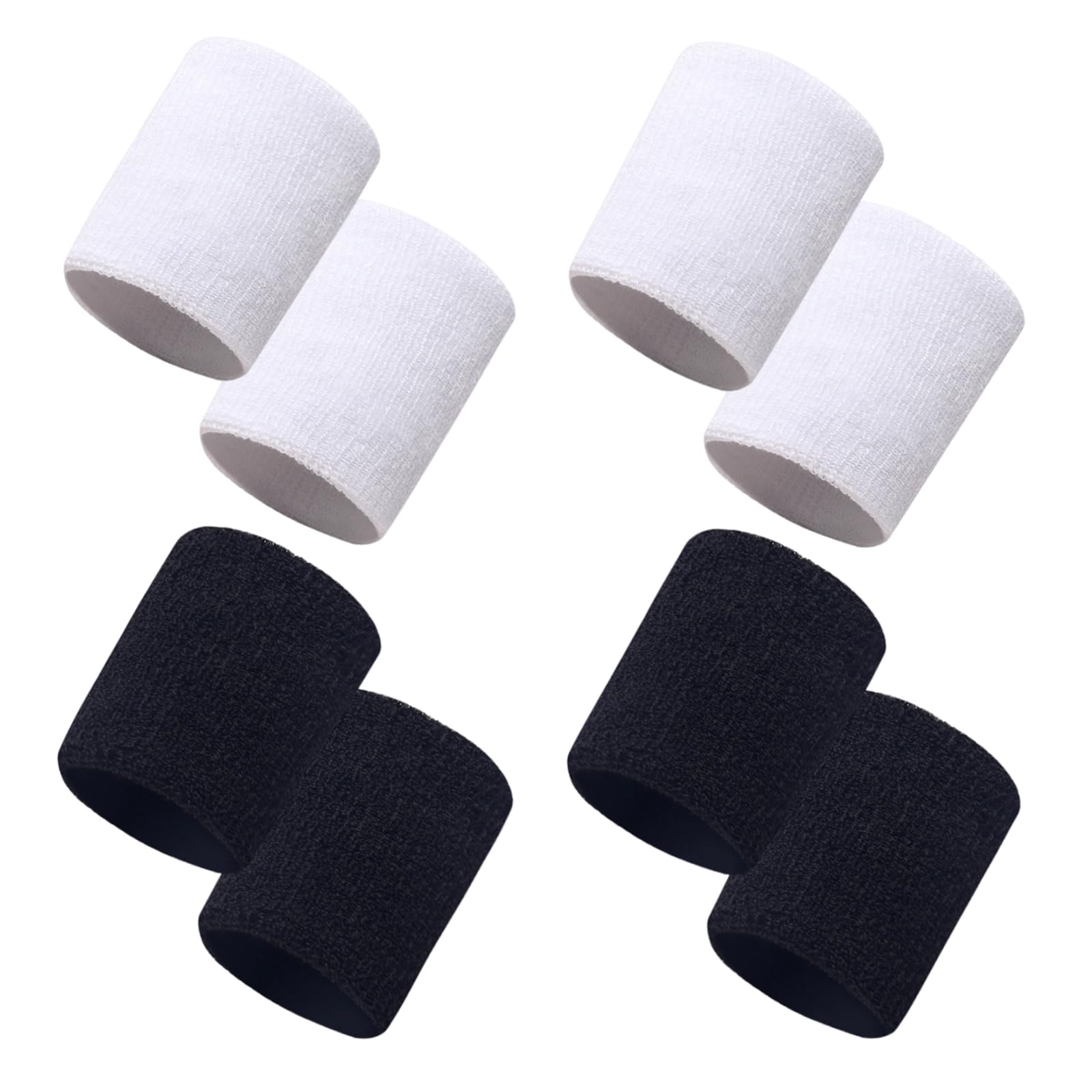 8 Pcs Sweatbands Sports Wristband Tennis Basketball Running Cotton Sweat Band for Grips Sport Elastic Wrist Bands Women Men Black White