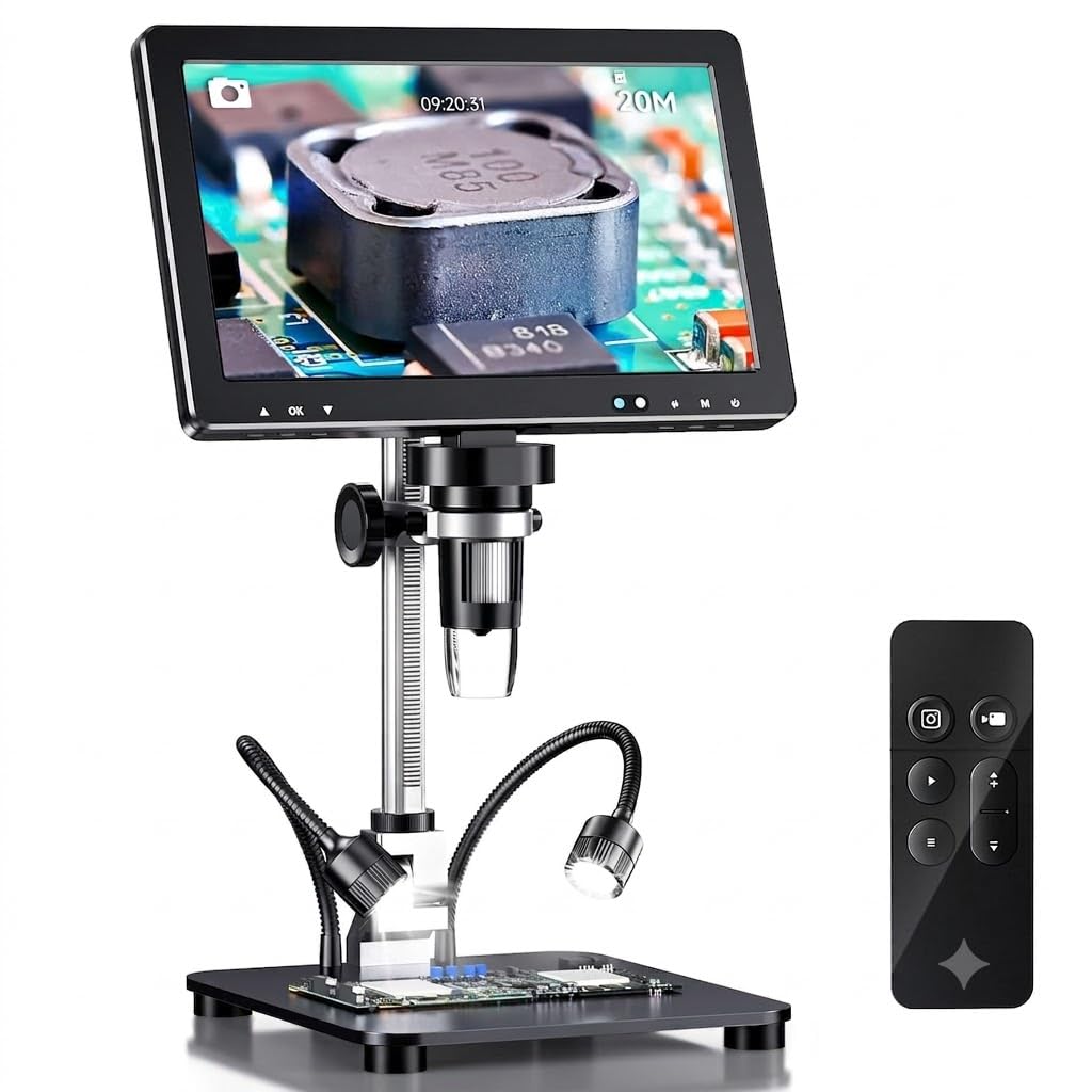 10.1" Digital Microscope with 2000X Zoom IPS HD Screen | HDMI & USB Output | 20MP Image Capture | 1080P Video Recording | LED Illuminated Microscope for PCB Soldering, Coin Inspection, Electronics-picture-28