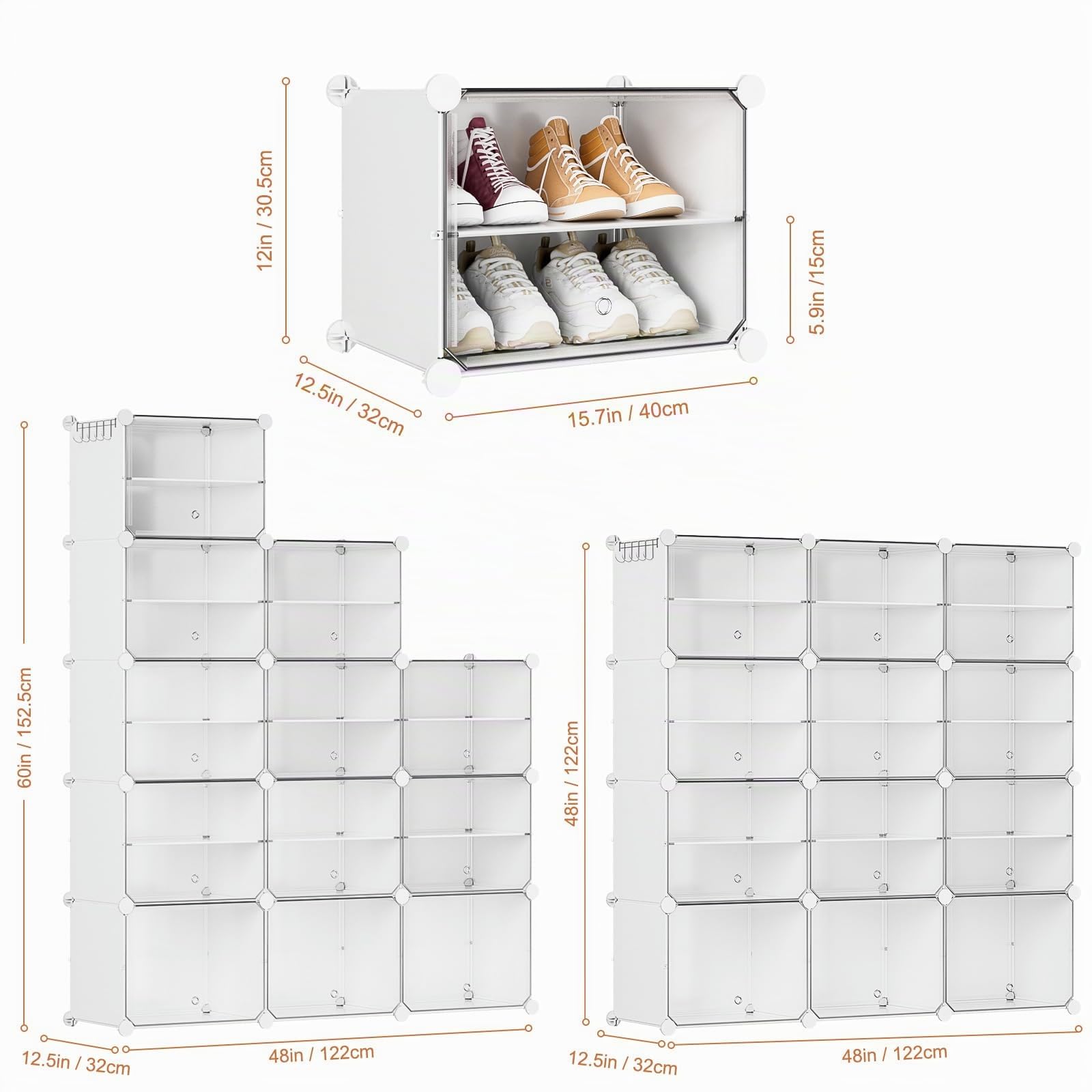 Zapatero con 21 Compartimentos, Zapatero Alto y Estrecho, Zapatero Blanco, Armario Alto Cerrado para Armario, Pasillo, Dormitorio, Entrada, DIY Personalizable