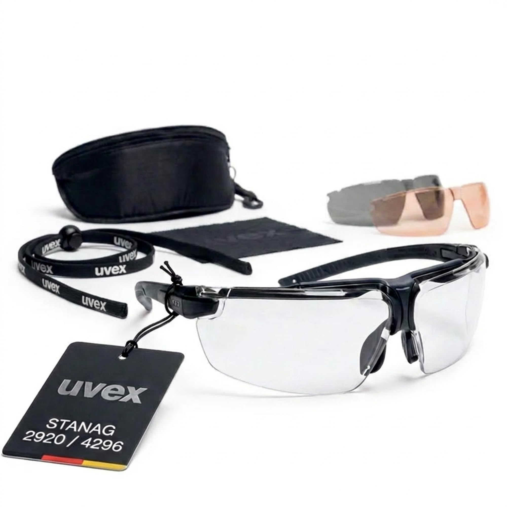 Uvex i-3 tactical zestaw – okulary ochronne na polowanie – odporne na uderzenia i taktyczne – okulary do prasowania z 2 wymiennymi szybkami, przyciemniane i przezroczyste – odporne na zaparowanie,