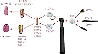 Vista 4 de RIVERWELD TIG Stubby Gas Lens Collet Cuerpos 17GL332 10N24S 3/32 '' 0.094 in Surtido tamaño kit para QQ300 PTA DB SR WP 17 18 26 TIG Antorcha