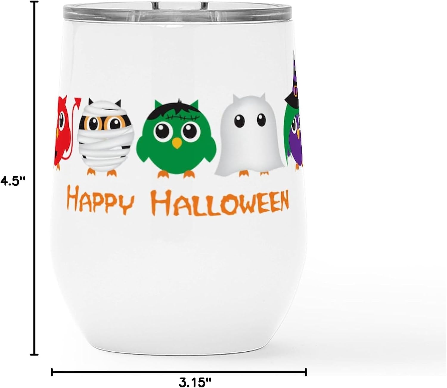 CafePress Happy Halloween Owls Insulated Wine Tumbler 12 oz