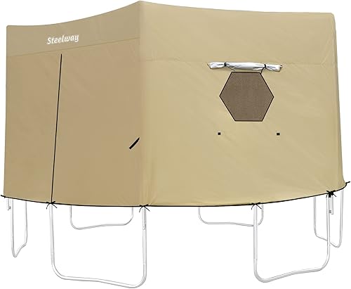 Miniatura 7 de steelway Tienda de campaña para cama elástica de 14 pies y 16 pies, cubierta para trampolín redondo de poste recto de 1416 pies con 6 patas en forma