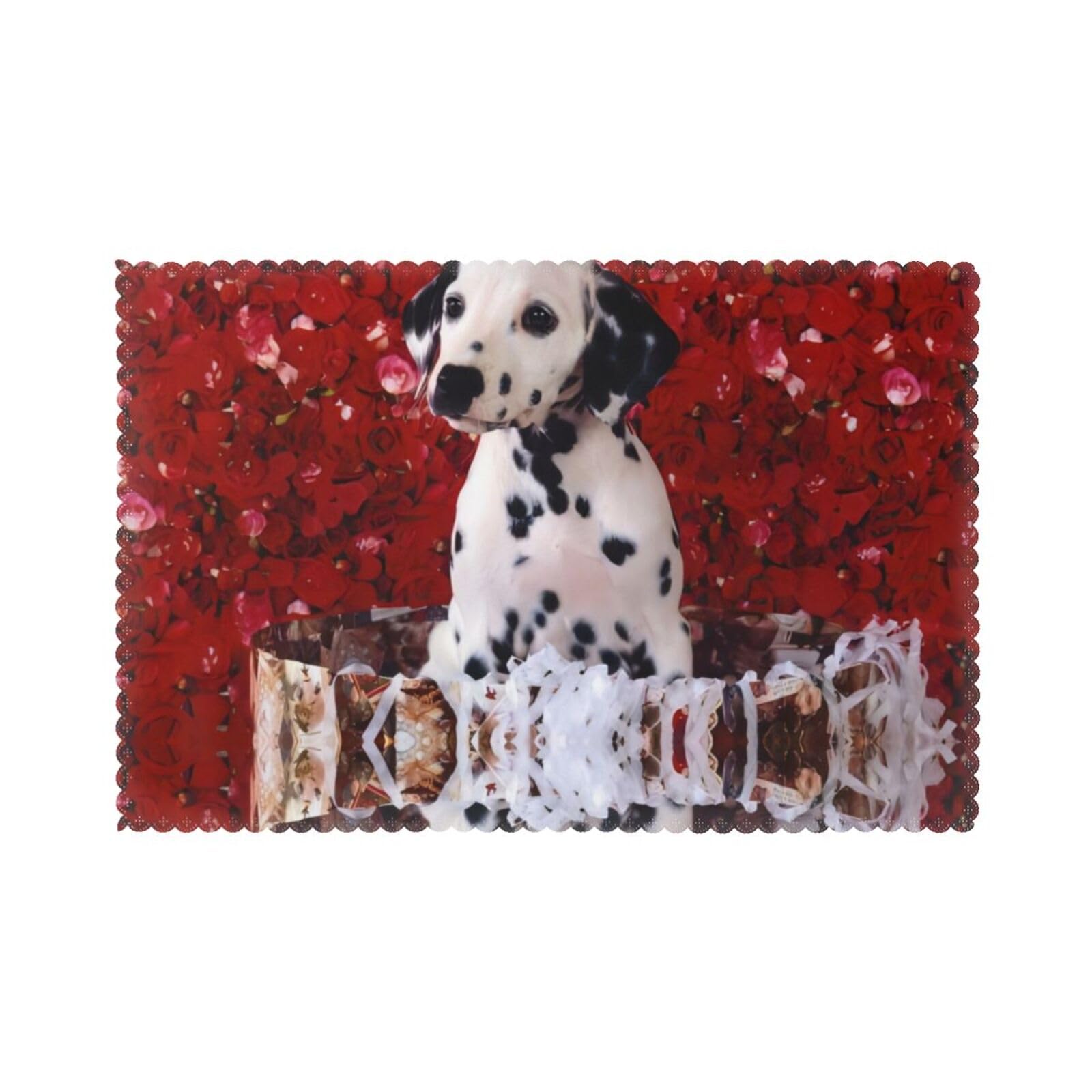 YYHWHJDE Dalmatian Puppy Prints Placemats Set of 6 12x18in - Engineered for Durability & Heat Resistance Polyester