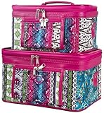 World Traveler Pink Boho Patchwork Cosmetic Train Case (2-piece set)