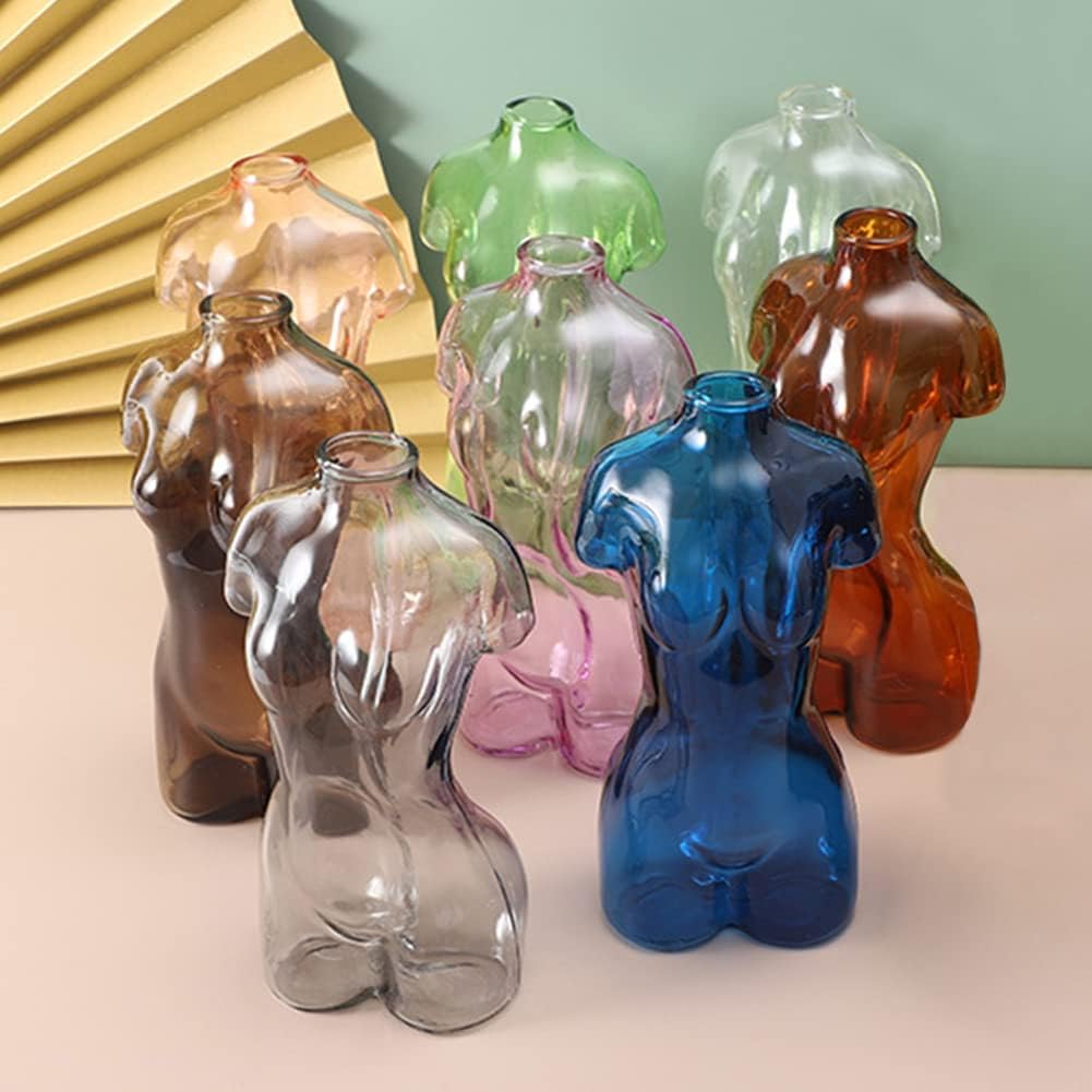 Female Form Body Vase Women Body Flower Pot Glass Vase Decor Dried Flower Vase Flower Arrangement Vase Artificial Flower Container for Home and Office Decoration (Orange)