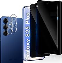 Privacy Screen Protector Full Coverage for Samsung Galaxy S25 Plus 5G, with Camera Lens Protection, Anti Spy Tempered Glass Film, 9H Anti-Spy Screen Protector [2+2 Pieces]