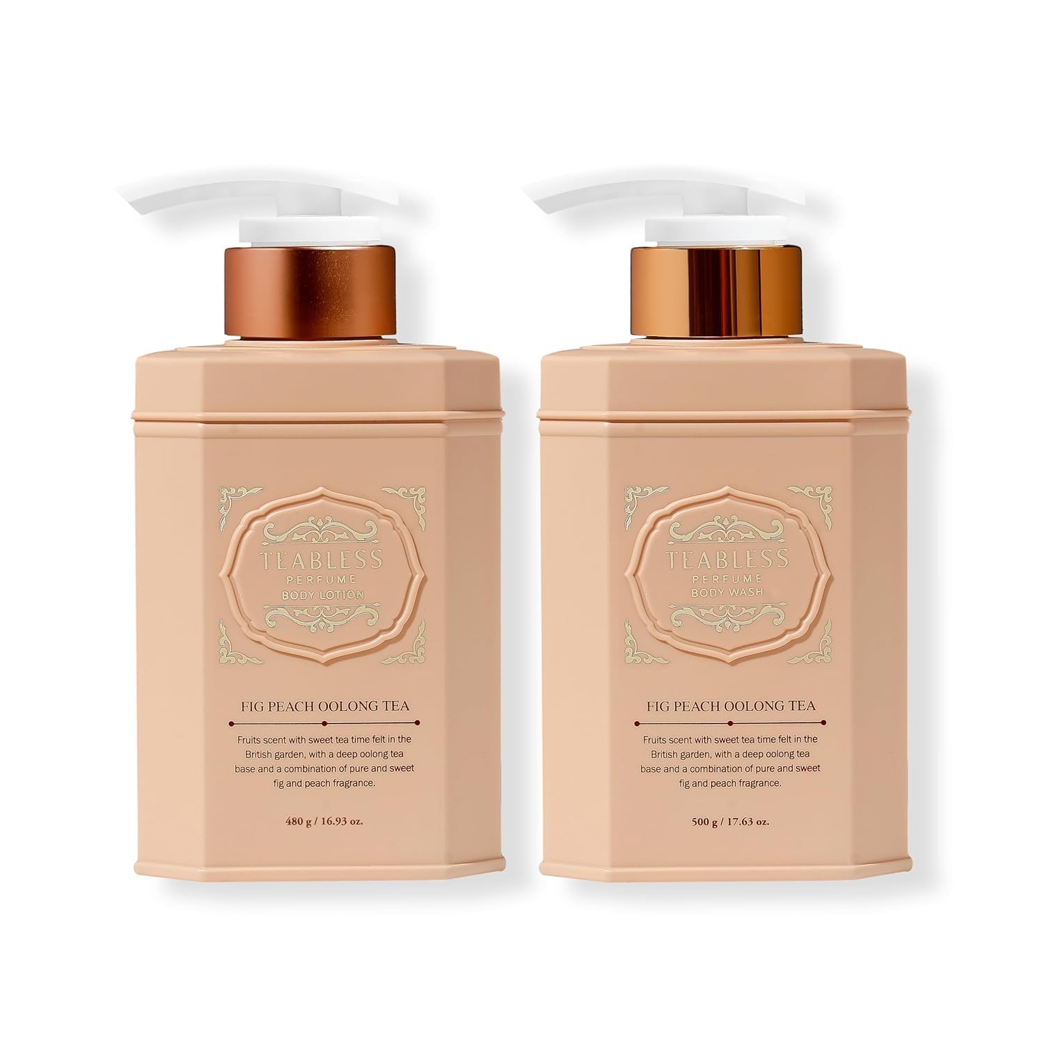 Fig Peach Oolong Tea Perfumed Body Lotion & Body Wash Duo Set for Dry Skin & Sensitive Skin, Daily Hydrating Moisturizer & Shower Gel, Non-Greasy, Fruity Scent, Korean Skin Care