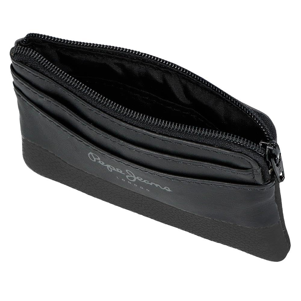 Pepe Jeans Double Porte-Monnaie Noir 11 x 7 x 1,5 cm Cuir by Joumma Bags, Noir, Talla única, Porte-Monnaie