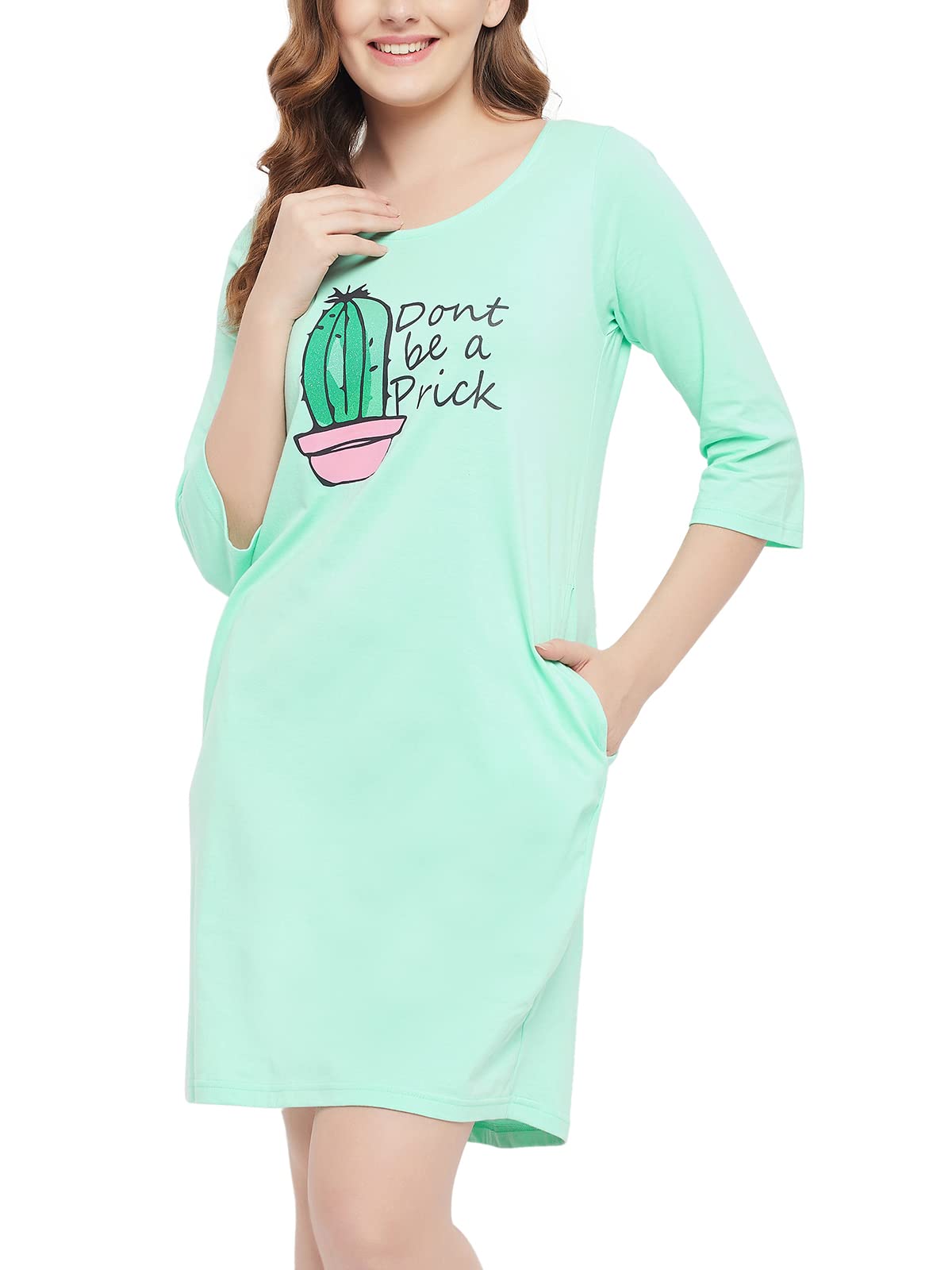 Women's Cotton Knee Length Casual Regular Night Gown