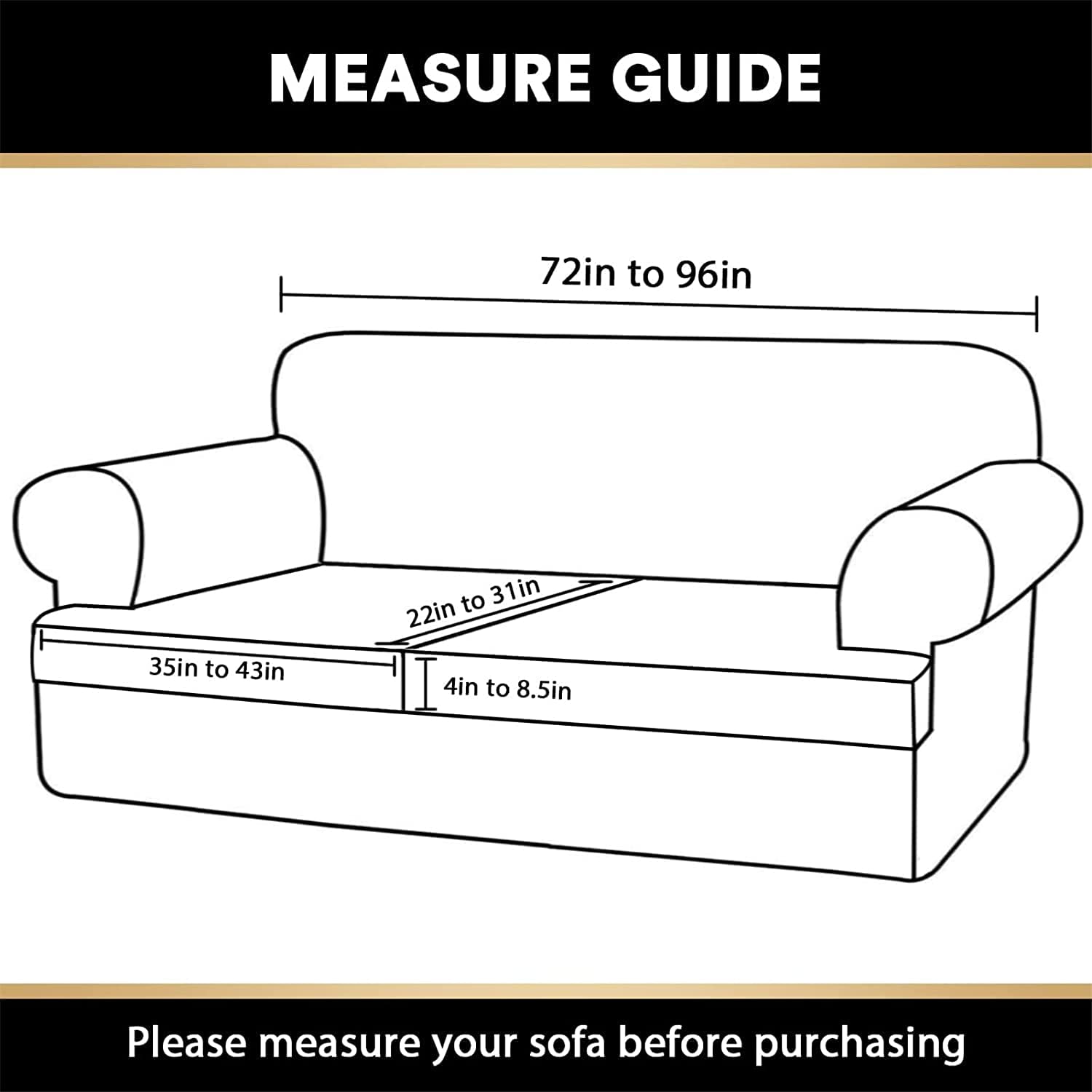 Copridivano Elasticizzato con 2 Fodere per Cuscino del Sedile a T Individuali, Fodere per Divani in Morbido Poliestere Sofa Cover Antiscivolo Protezione per Mobili per Soggiorno