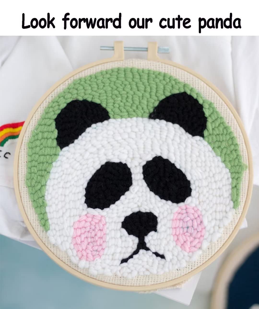 Włóczka do robótek ręcznych z zestawem, 100% bawełna, chusta mnicha w 6 kolorach, bawełna mleczna do Punch Needle Rug-Punch i igły, 4 nici, grubość 3,5 mm