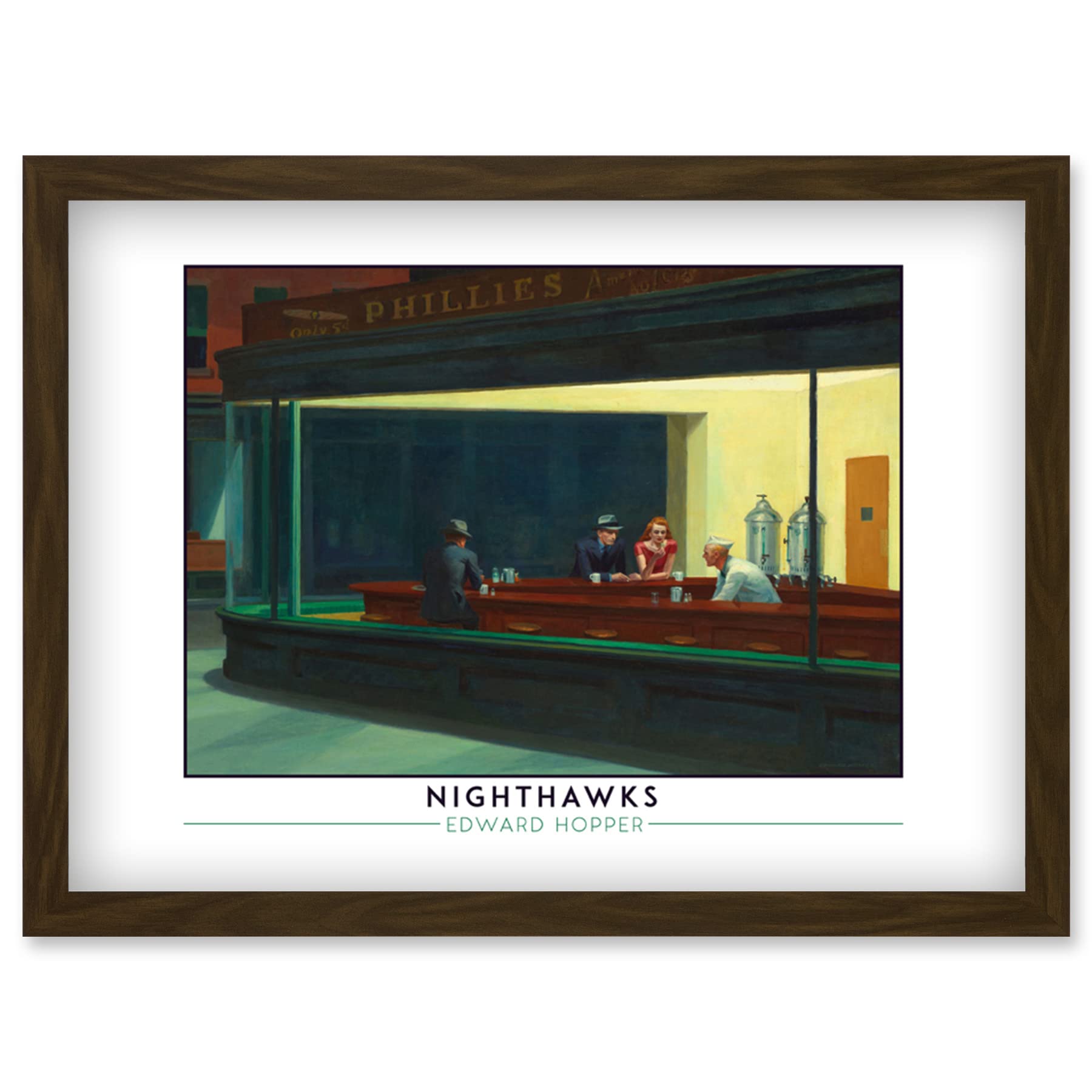 Wee Blue Coo Edward Hopper Nighthawks Iconic Realist Painting Artwork Framed Wall Art Print A4