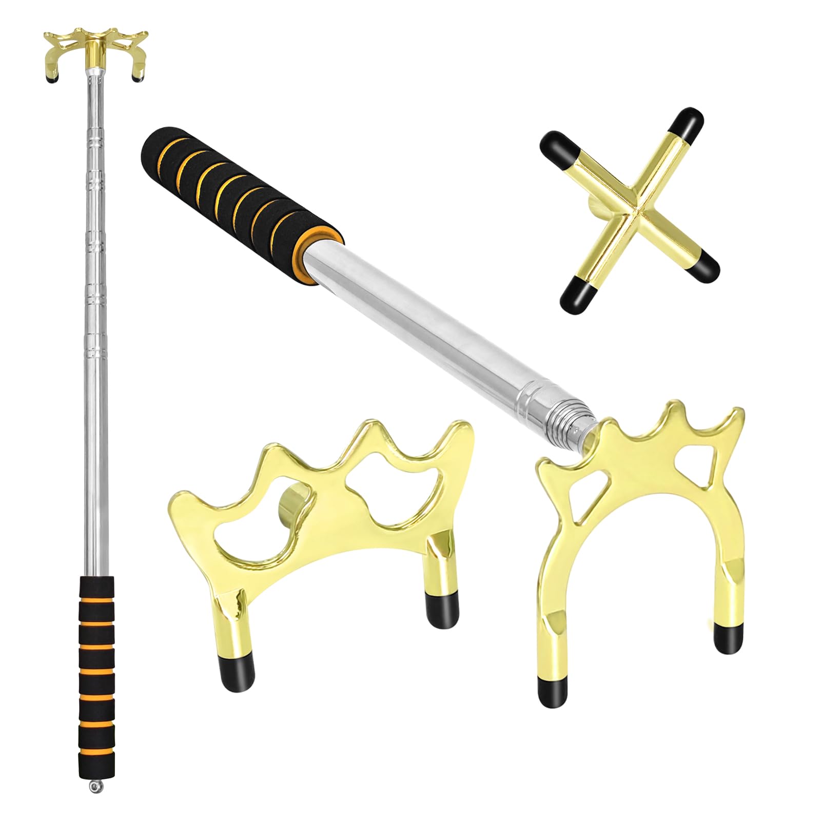 Naissgo Telescopic Snooker Cue Stick Bridge, Extension Billiard Cue Bridge with 3 Removable Brass Bridge Heads, Retractable Pool Rest Stick with 23.8-65.6โโ, Pool Accessories for Game, Competition