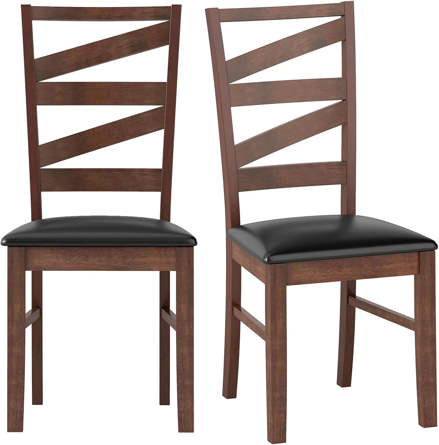 KOTEK Wooden Dining Chairs Set of 2, Farmhouse Kitchen Chairs with PU Leather Upholstered Seat, Solid Rubber Wood Legs, Armless Side Chairs for Dining Room, Living Room