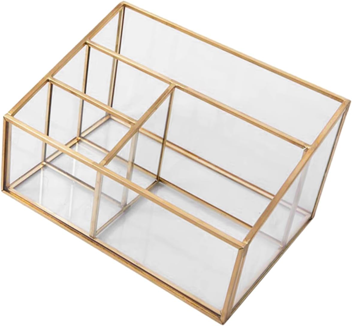Glass Cosmetics Organizer Frame Versatile Makeup Holder for Skincare and Jewelry Storage Space-saving Design for Bedroom Office and Bathroom Use