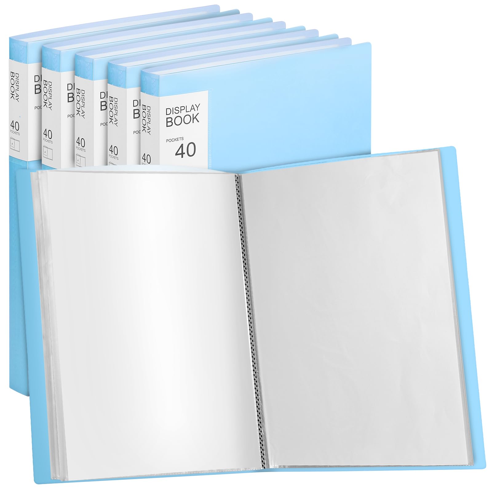 Marspark 6 Pcs Binder with Plastic Sleeves 40 Pocket Art Portfolio Presentation Book Binder Large 8.5 x 11 Inch Art Portfolio Folder with Clear Sheet Protector Display 80 Page (Blue)