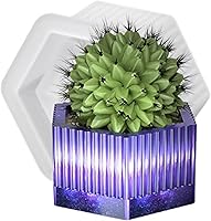 Vista 1 de Molde hexagonal de silicona para macetas de hormigón a rayas para suculentas, jarrón de cemento, arcilla, yeso, resina epoxi, caja de almacenamiento