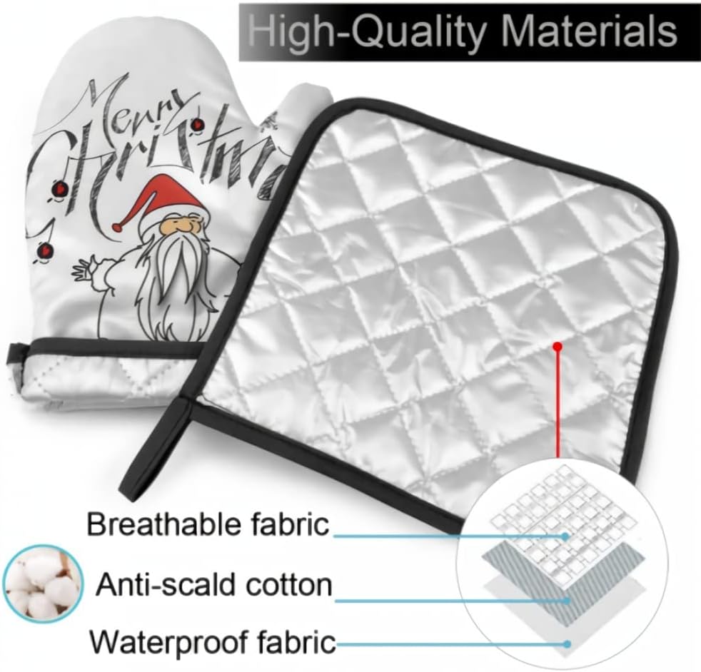 Oven Mitt and Pot Holder Set Heat Resistant Non Slip Kitchen Gloves Cooking Baking