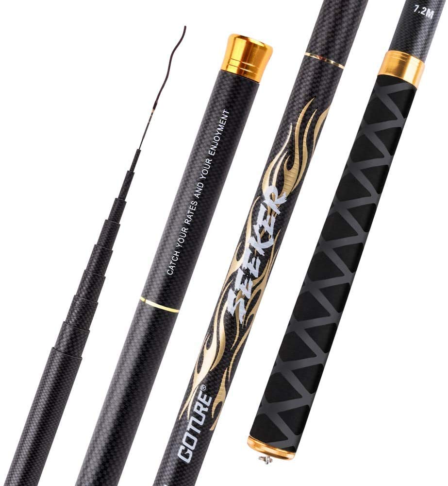 Goture - Caña de pescar para la pesca de carpa, de fibra de carbono, ultraligera, telescópica (3 m)