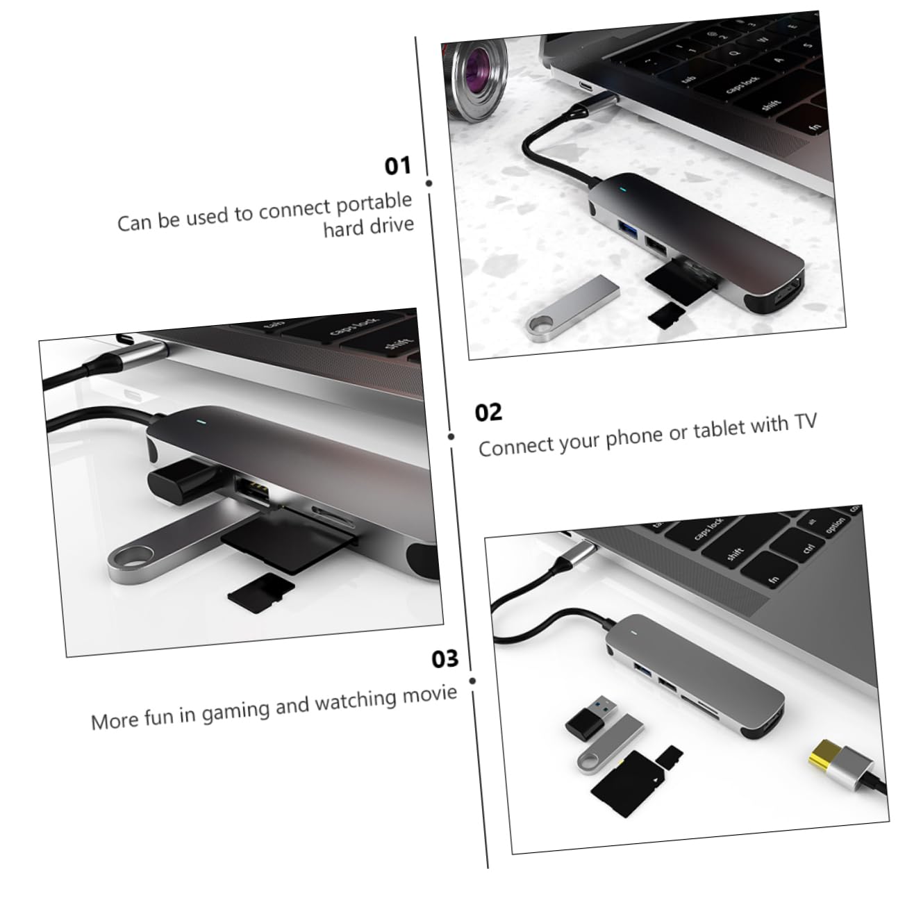OSALADI Aluminum Alloy Usb Hub Dock Station Per Computer e Smartphone Hub Multifunzionale Type Usb Adattatore Per Monitor e Schede Compatibile Laptop e Tablet