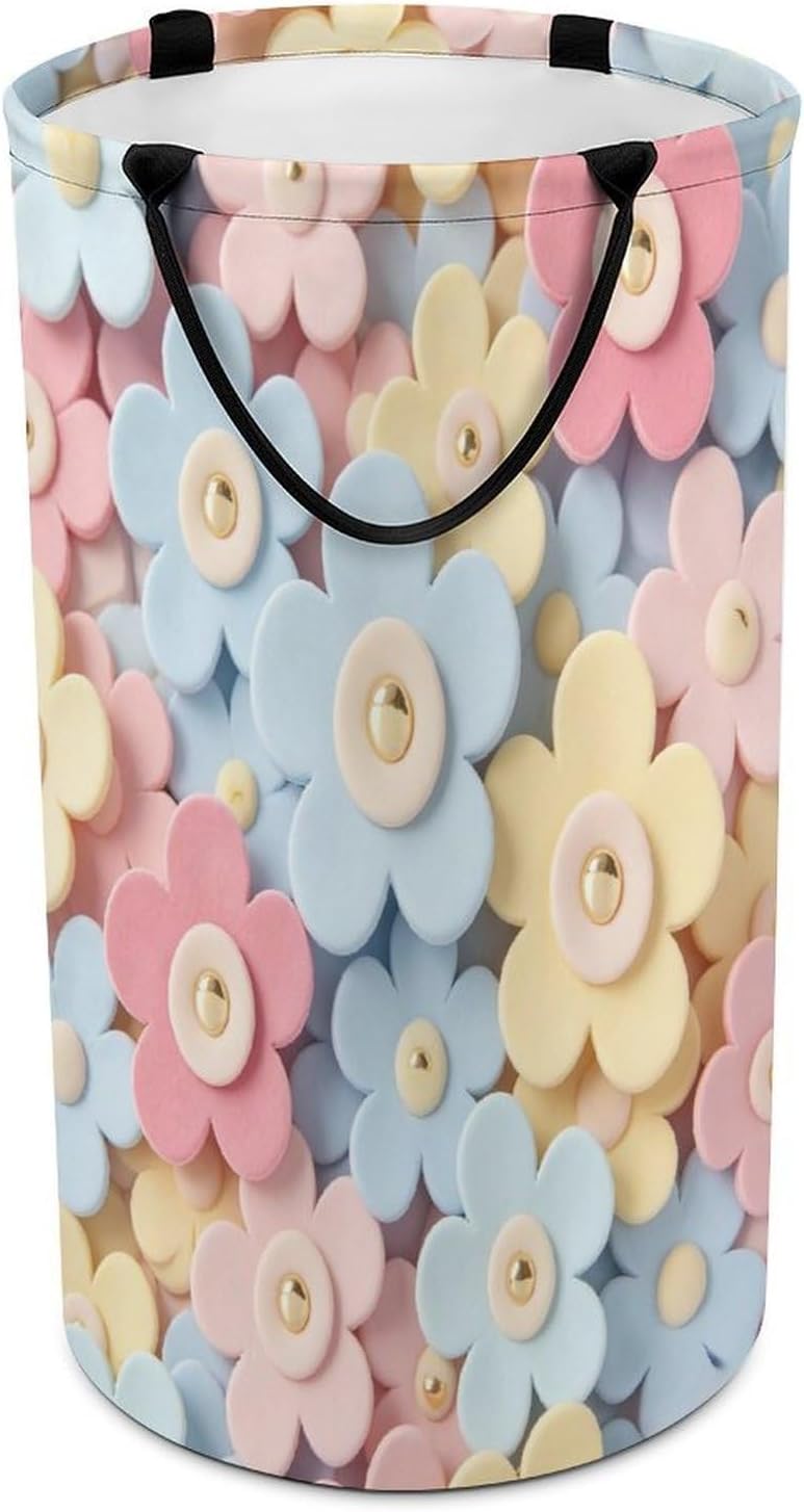Colored FlowersLaundry Hamper Storage Basket | Large Dirty Clothes Bag for Easy Carry Handles,Large Clothes Basket with Handles,Organizer for Bathroom Bedroom