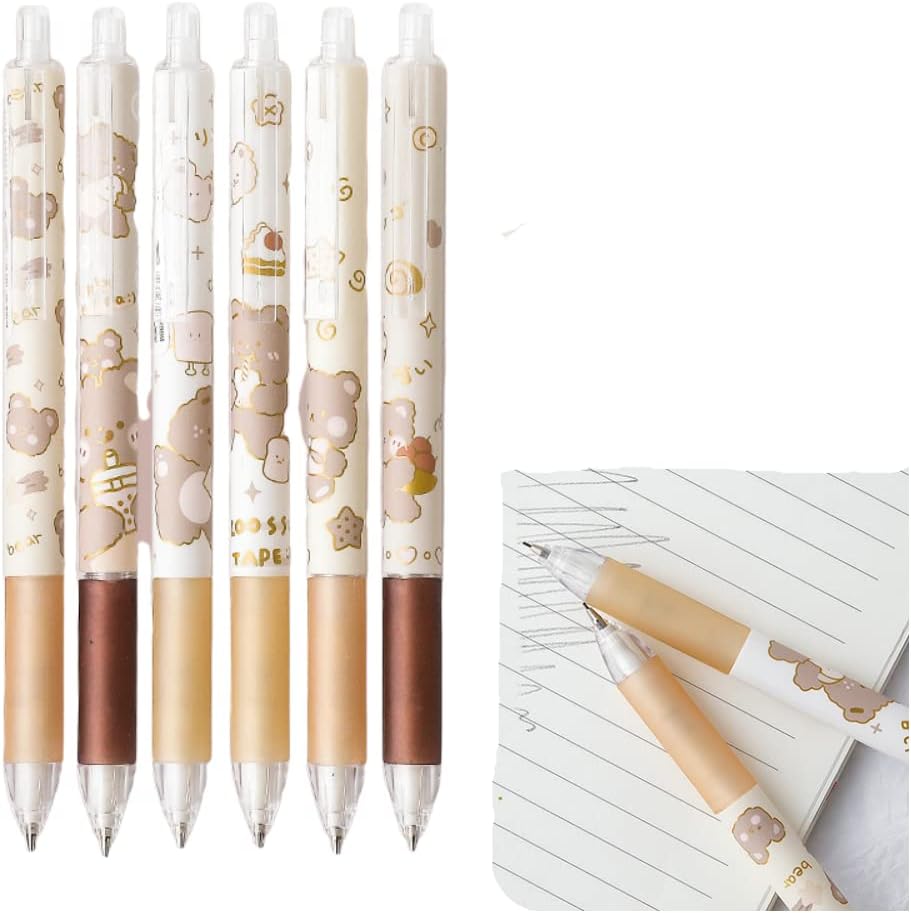Kawaii Caramel Bear Mecanical Pencils, Fine Point (0.5mm), 6 count, Bulk Mecanical Pencil for Back To School or Work, 1 Count (Pack of 6)