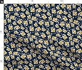 Spoonflower Fabric - Ditsy Sunflowers Navy Sunflower Blue Summer Floral 1990s Western Printed on Petal Signature Cotton Fabric Fat Quarter - Sewing Quilting Apparel Crafts Decor