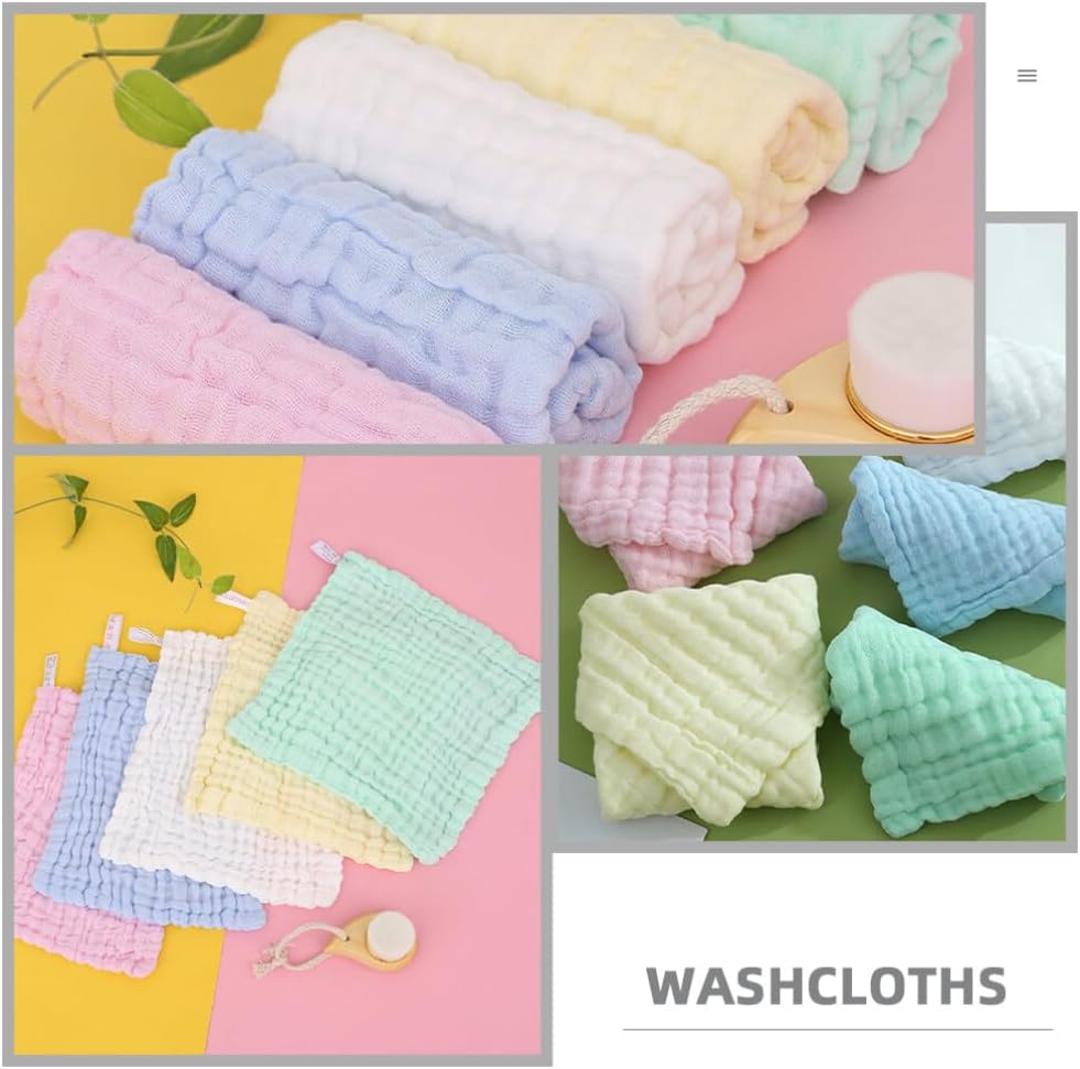 5 Pack Soft Muslin Baby Washcloths Gentle Face Towel for Infants Toddlers Absorbent Cotton Towels for Bath Time