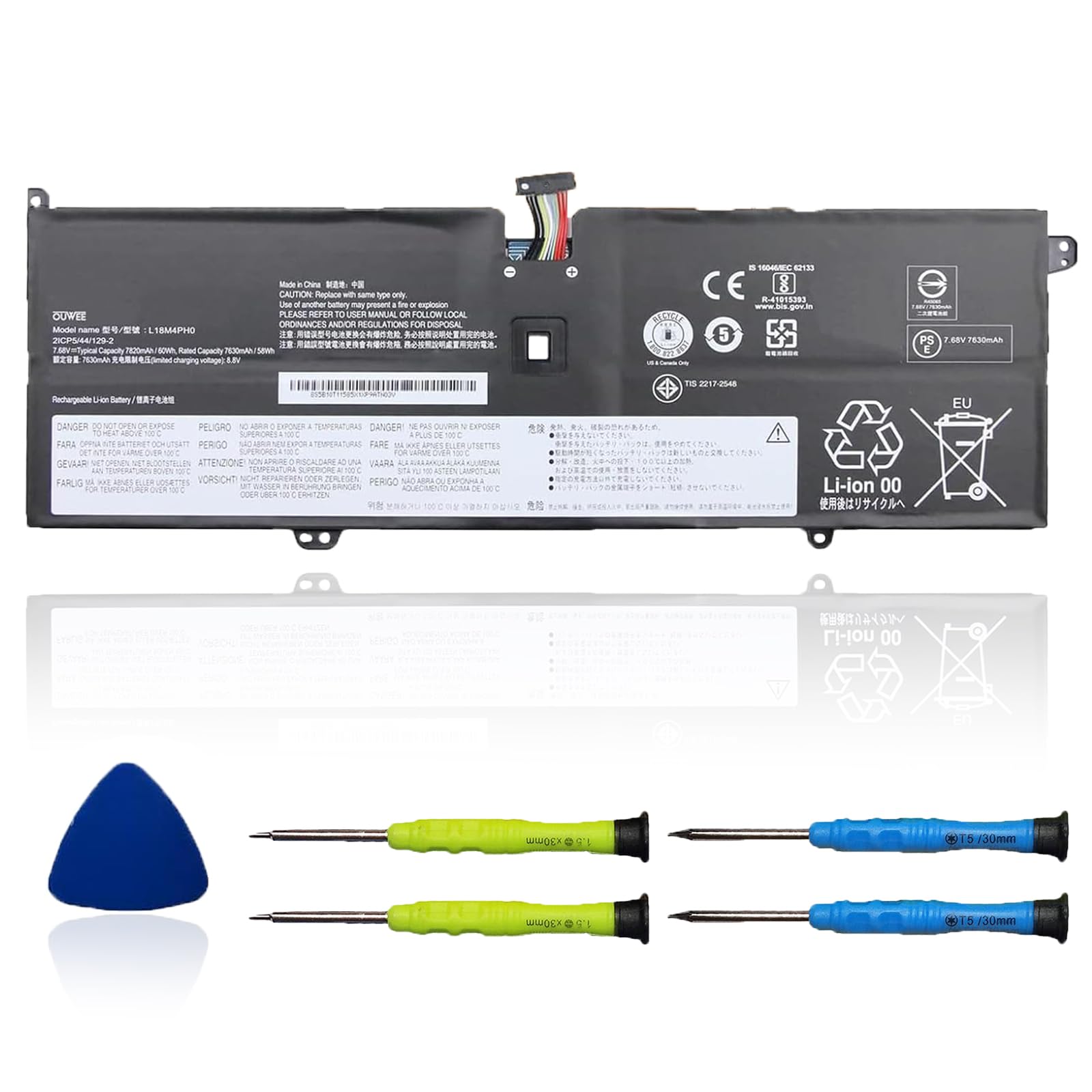 OUWEE L18M4PH0 Laptop Battery Compatible with Lenovo Ideapad Yoga C940-14IIL Series Notebook 5B10T11585 5B10W67374 L18C4PH0 5B10T11586 5B10W67180 7.68V 60Wh 7820mAh 4-Cell