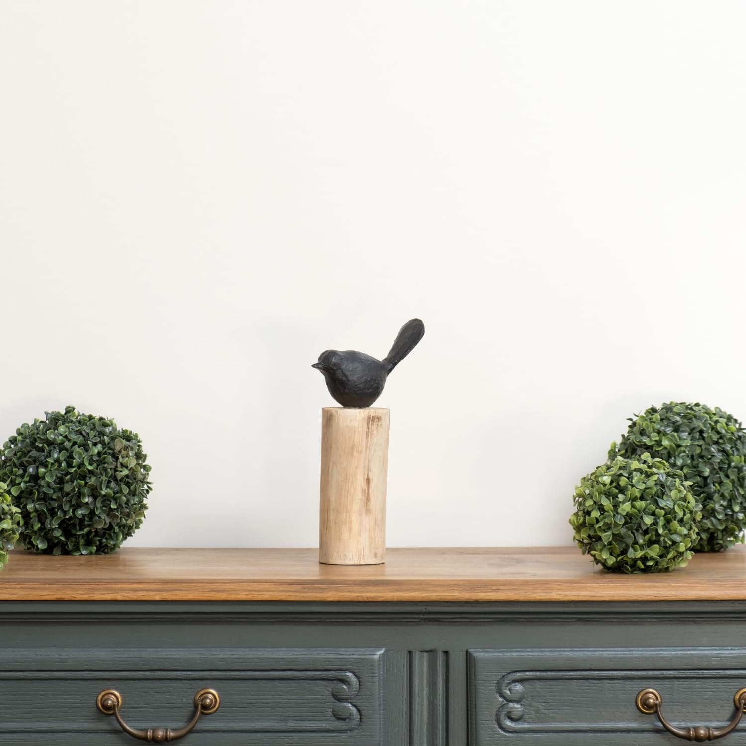 Moritz Skulptur I Vogel auf Baumstammm mittel I 15 x 7 x 27,5 cm I Holzdeko I Skulpturen Deko I Modern I Wohnzimmer I aus Holz I Holzskulptur