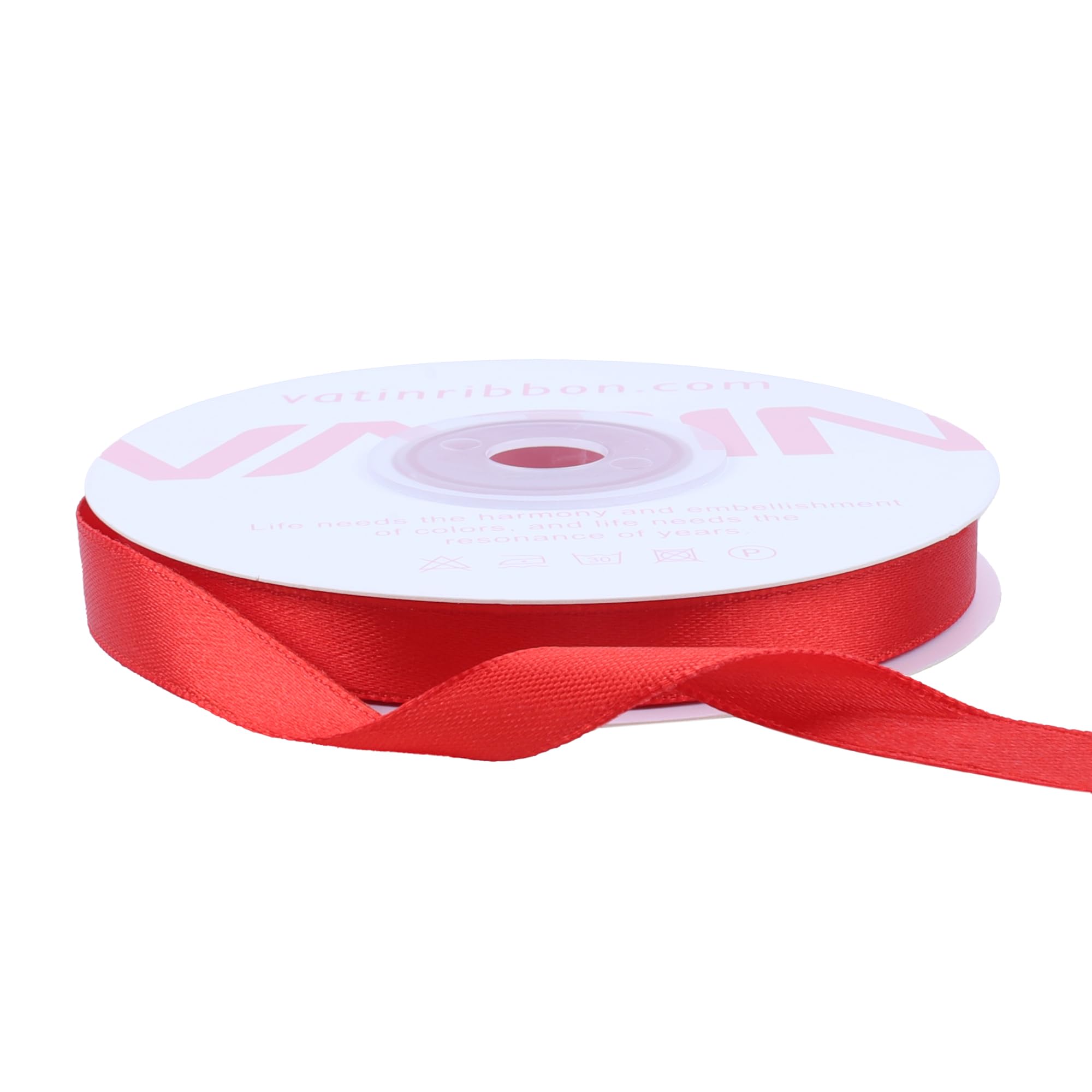 VATIN Red Satin Ribbon Polyester 10mm X 23m(25 Yards) Craft Fabric Ribbon Perfect for Gift Wrapping,Hair Bow,Party Balloon Trimming - Image 3