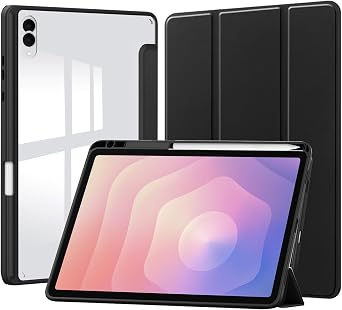 Case for Galaxy Tab S11 Ultra 14.6, [Droproof] Clear Black Hard Shell and Flexible Soft TPU Edge Bumper Premium PU Leather with Pen Holder, Auto Wake/Sleep Cover Fits Tab S11 Ultra, Black