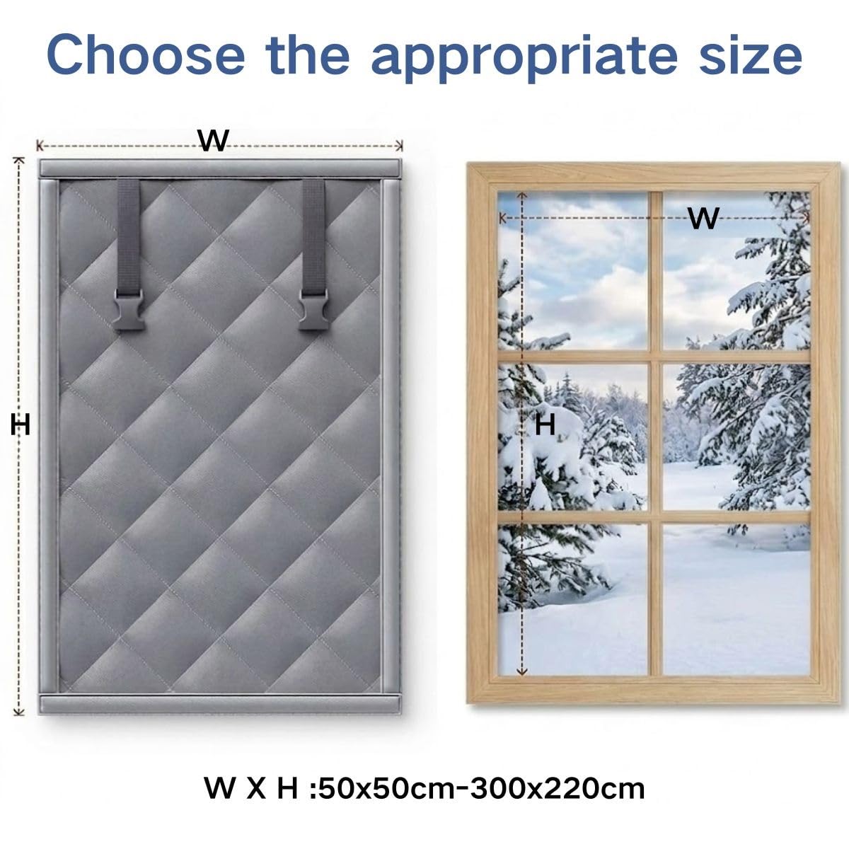 50x50-300x220cm Isolant Thermique Fenêtre, Rideau Thermique Anti Froid