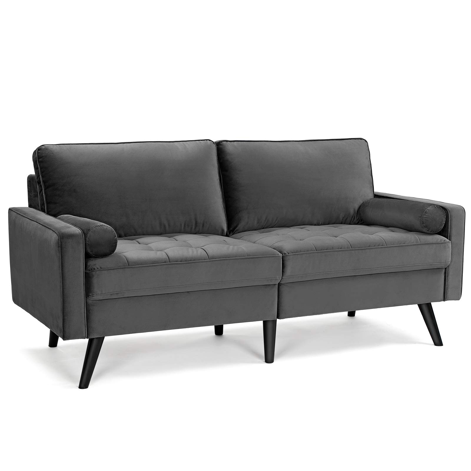 VASAGLE 2-Seater Sofa, Couch with Velvet Fabric, for Small Apartments, Guest Room, Teenager's Room, with Wooden Frame, Easy Assembly, 69.7 x 32.5 x 34.3 Inches, Gray