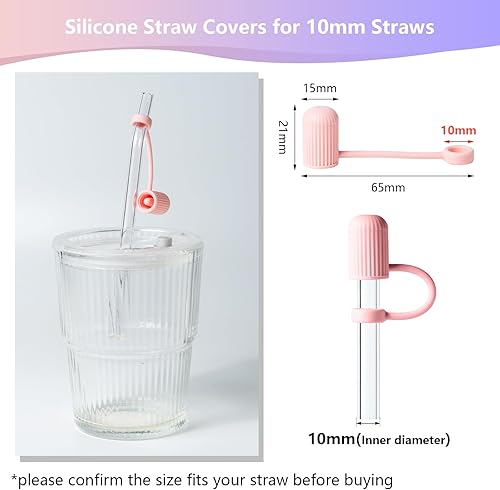 Miniatura 2 de 3 tapas de silicona para popote Stanley, 0.394 in, reutilizables, bonitas, rosadas, accesorios para decoración de tapones protectores portátiles,