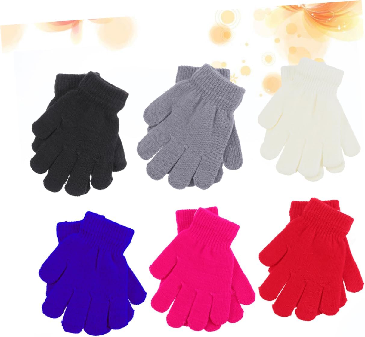 NOLITOY Winter Gloves Children 6 Pairs Boys and Girls Knit Winter Gloves Soft Warm Mittens Cold Protection for Boys/girls Random